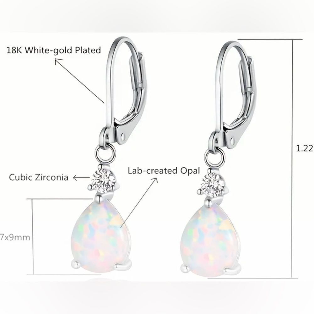 Teardrop Opal Dangle Earrings NWT - Picture 3 of 3